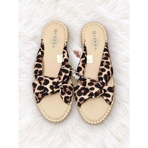 Serra Womens Animal Print Leopard Knot Bow Espadrille Slide Sandals Size 9 NWT
